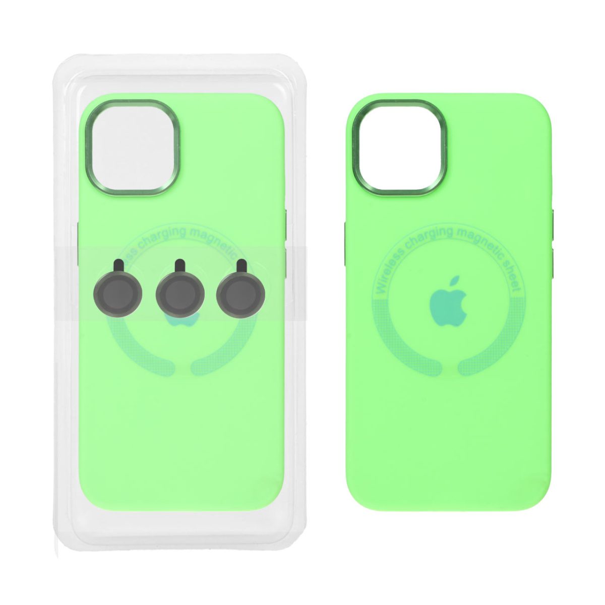 قاب سیلیکونی اورجینال MagSafe آیفون 13 و آیفون 14 با محافظ لنز رینگی MPS – مشکی | خرید کاور پک‌دار