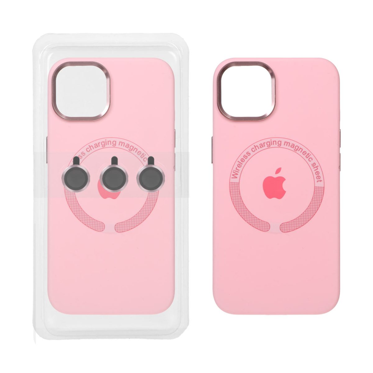 قاب سیلیکونی اورجینال MagSafe آیفون 13 و آیفون 14 با محافظ لنز رینگی MPS – مشکی | خرید کاور پک‌دار