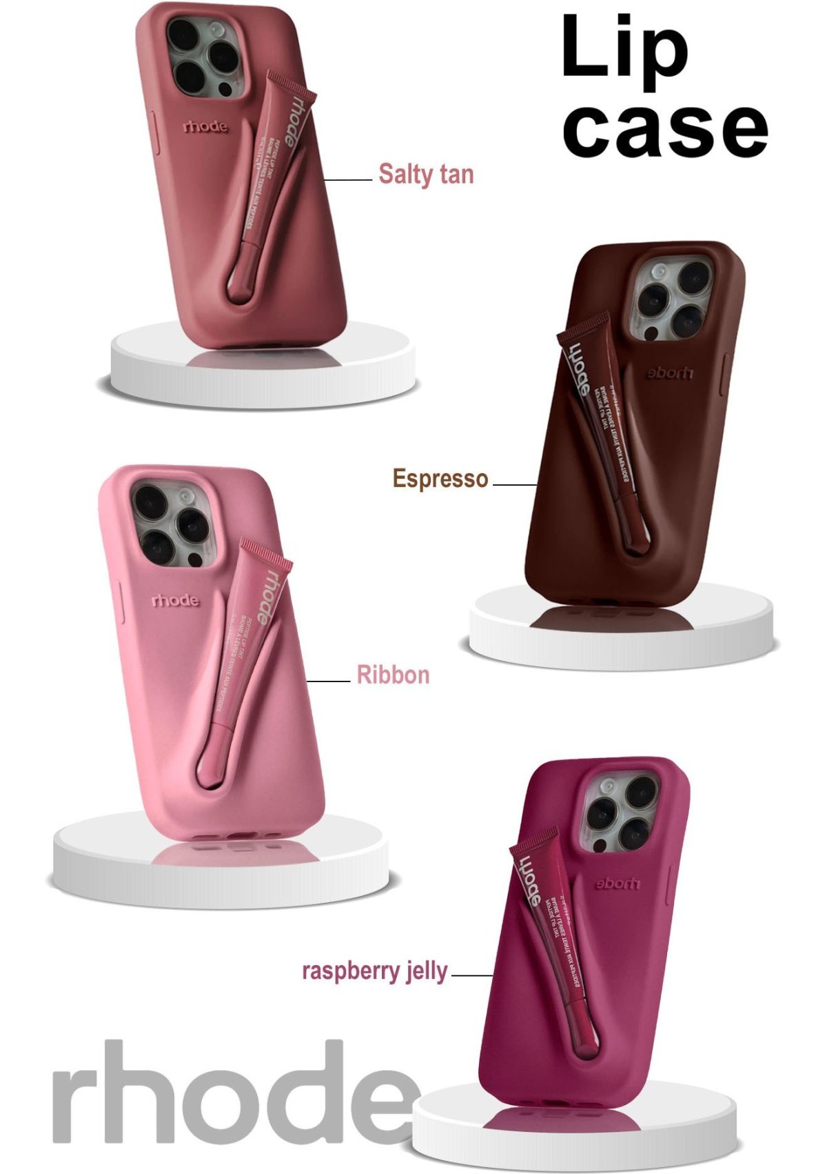 قاب سیلیکونی ژله ای Rhode با لیپ گلاس اپل iPHONE 16 Pro Max
