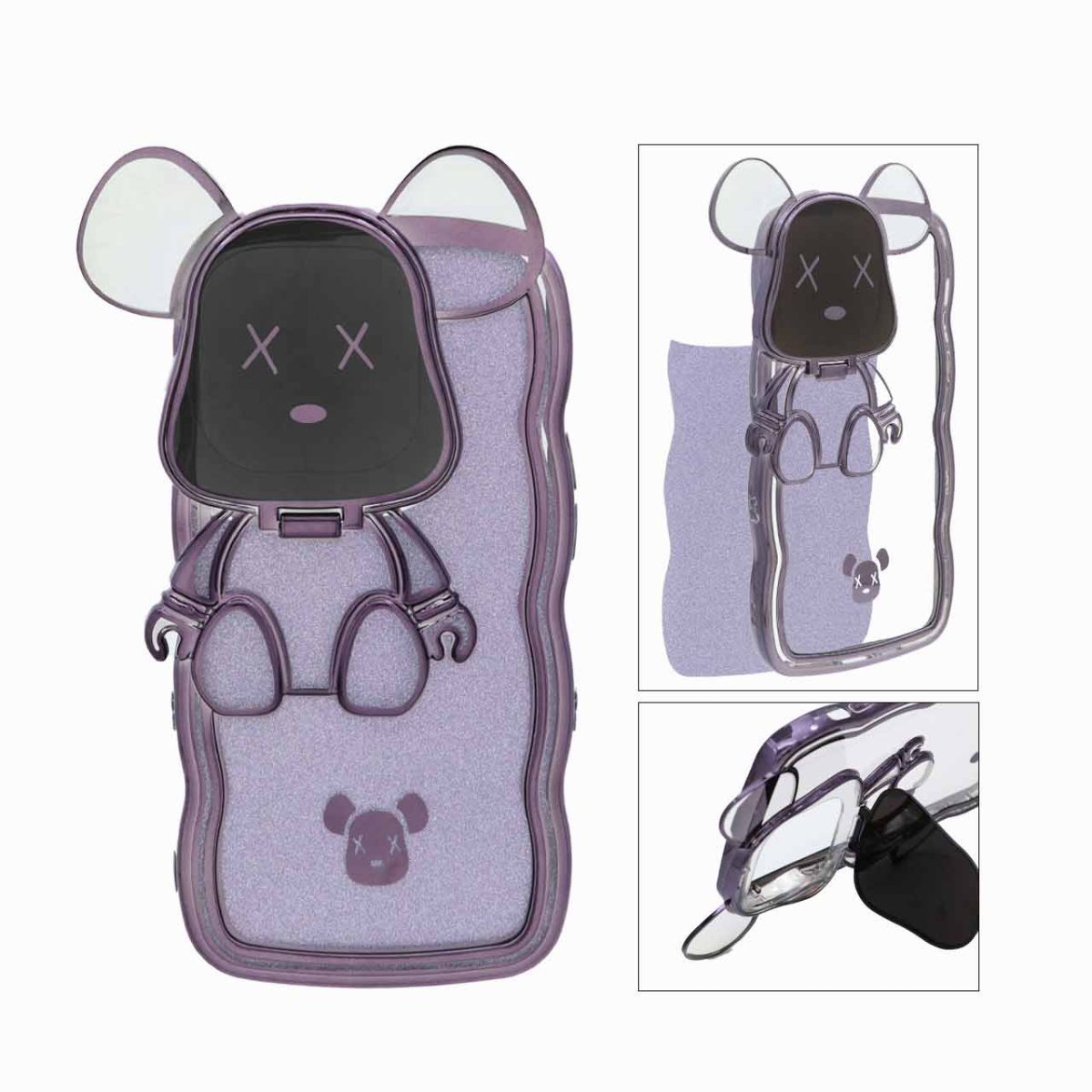 قاب Kaws استندشو با کاور اکلیلی Apple iPhone 14 Pro - بنفش