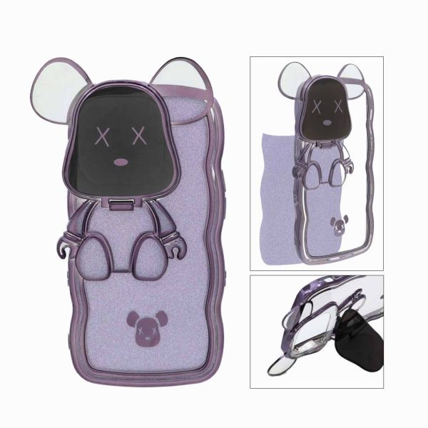 قاب Kaws استندشو با کاور اکلیلی Apple iPhone 14 Pro - بنفش