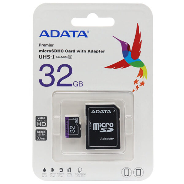 رم میکرو ۳۲ گیگ مدل ADATA Premier C10 U1 80MB/s + خشاب