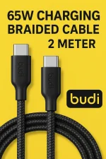 کابل شارژ کنفی USB-C به USB-C بودی مدل DC206TT20B 65W 2M با گارانتی