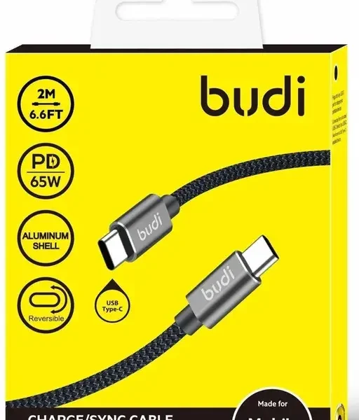 کابل شارژ کنفی USB-C به USB-C بودی مدل DC206TT20B 65W 2M با گارانتی
