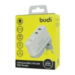 شارژر دیواری ۶۵ وات GaN بودی Budi AC326REW دو پورت USB-C سفید
