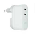 شارژر دیواری ۶۵ وات GaN بودی Budi AC326REW دو پورت USB-C سفید